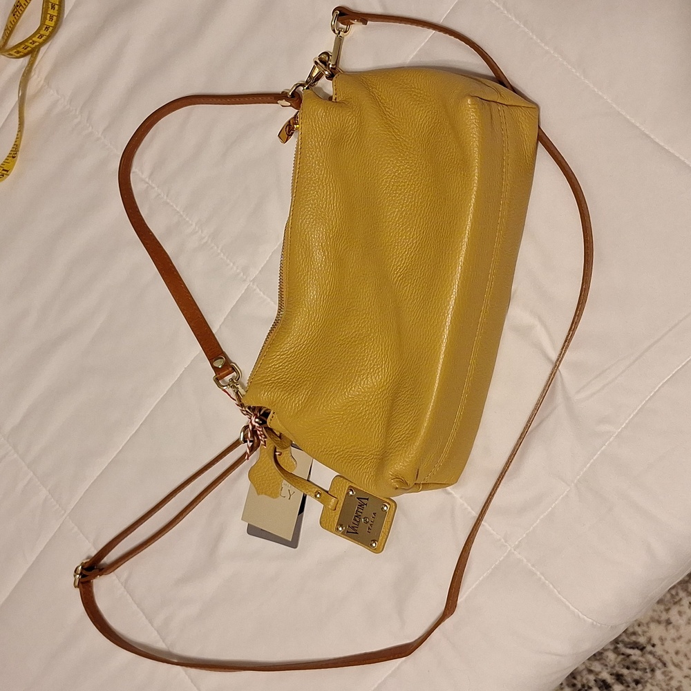 Valentina mustard yellow leather bag